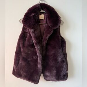 Elie by Elie Tahari Maroon/Dark Purple Faux Fur Vest